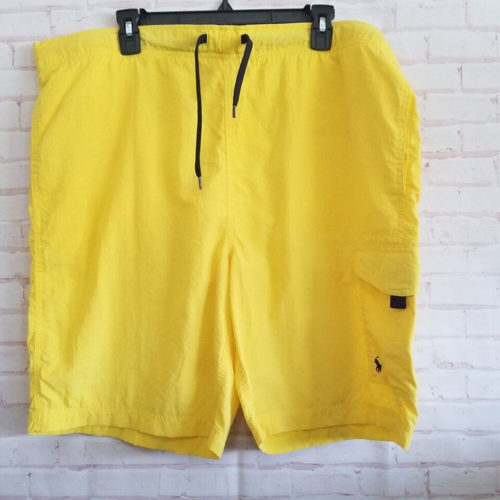 Polo Ralph Lauren Men Swim Trunks L Large Yellow Lightweight Swimwear Pockets